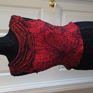 Cache Red Beaded Sleeveless Top